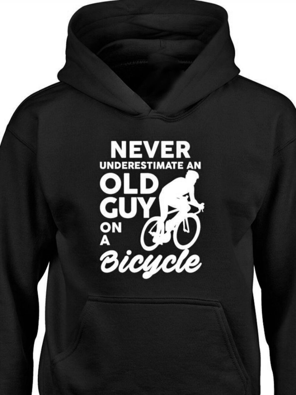 New Never Underestimate An Old Guy On A Bicycle Black Hoodie Fleece Sweatshirt